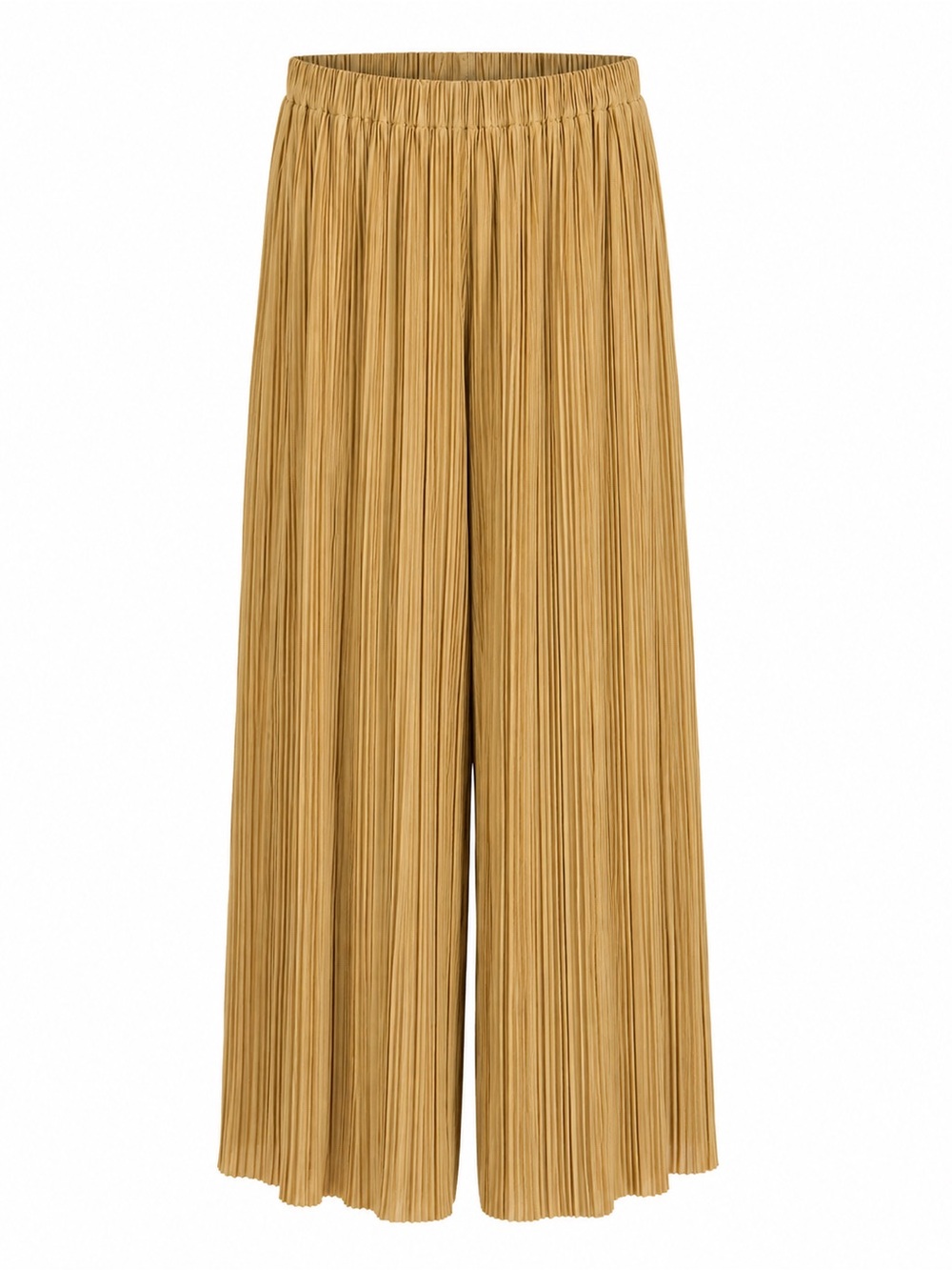SAMSOE Wide-Leg Pleated Trousers in Camel Gold